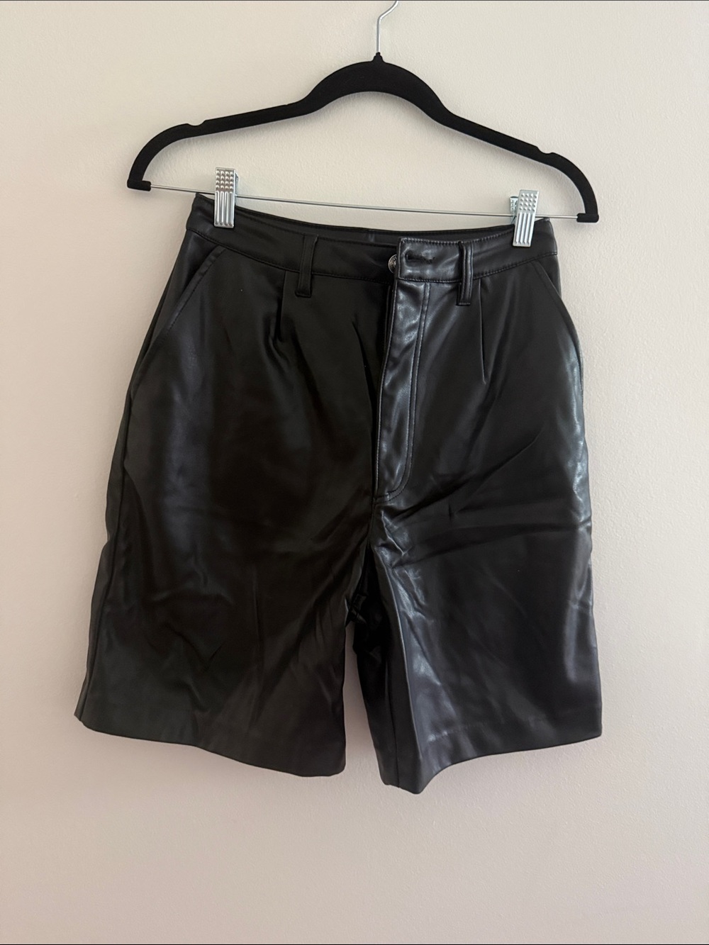 H&M Black Faux Leather Shorts